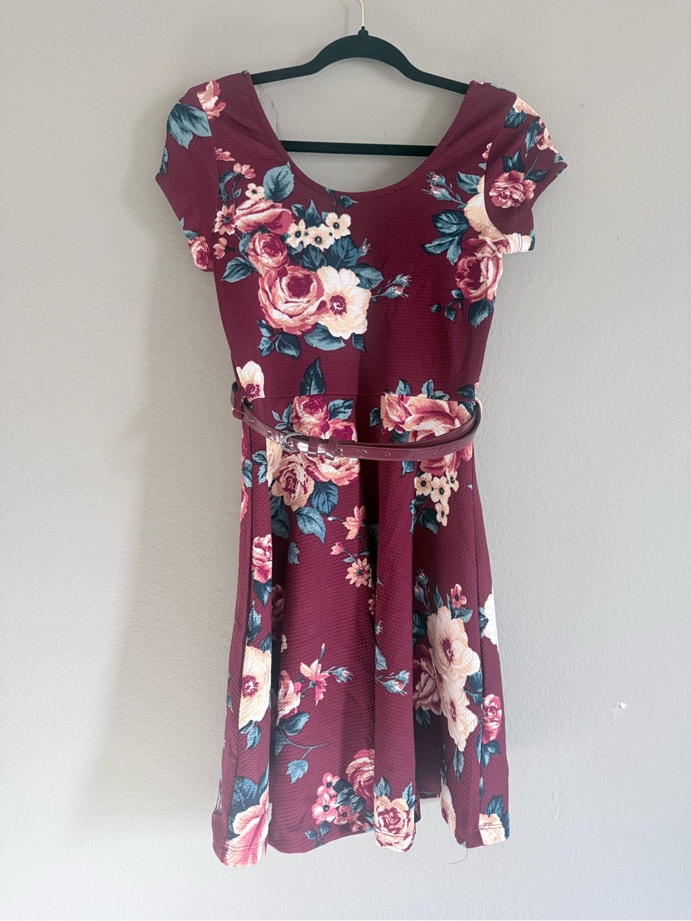Maroon Dress with Beautiful Flowers